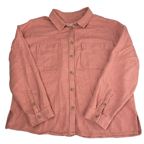 Madewell Flannel Button-Up Shirt Jacket Shacket Heather Maple Glow XL - Picture 7 of 13